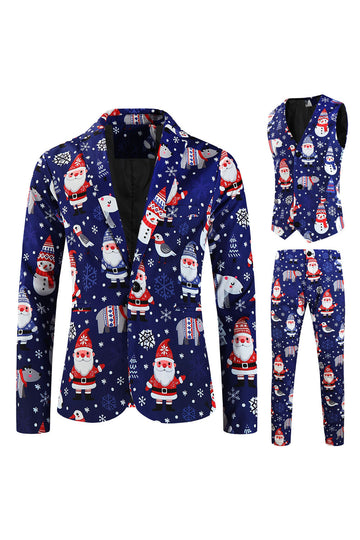 Marineblå julenisse 3-delt herredress til jul